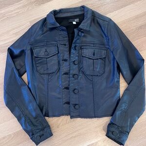 "Kut from the Kloth" Julia Coated Crop Jacket in Dark Navy - perfect condition!